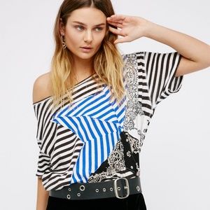 Free People Head Over Heals striped star tee
